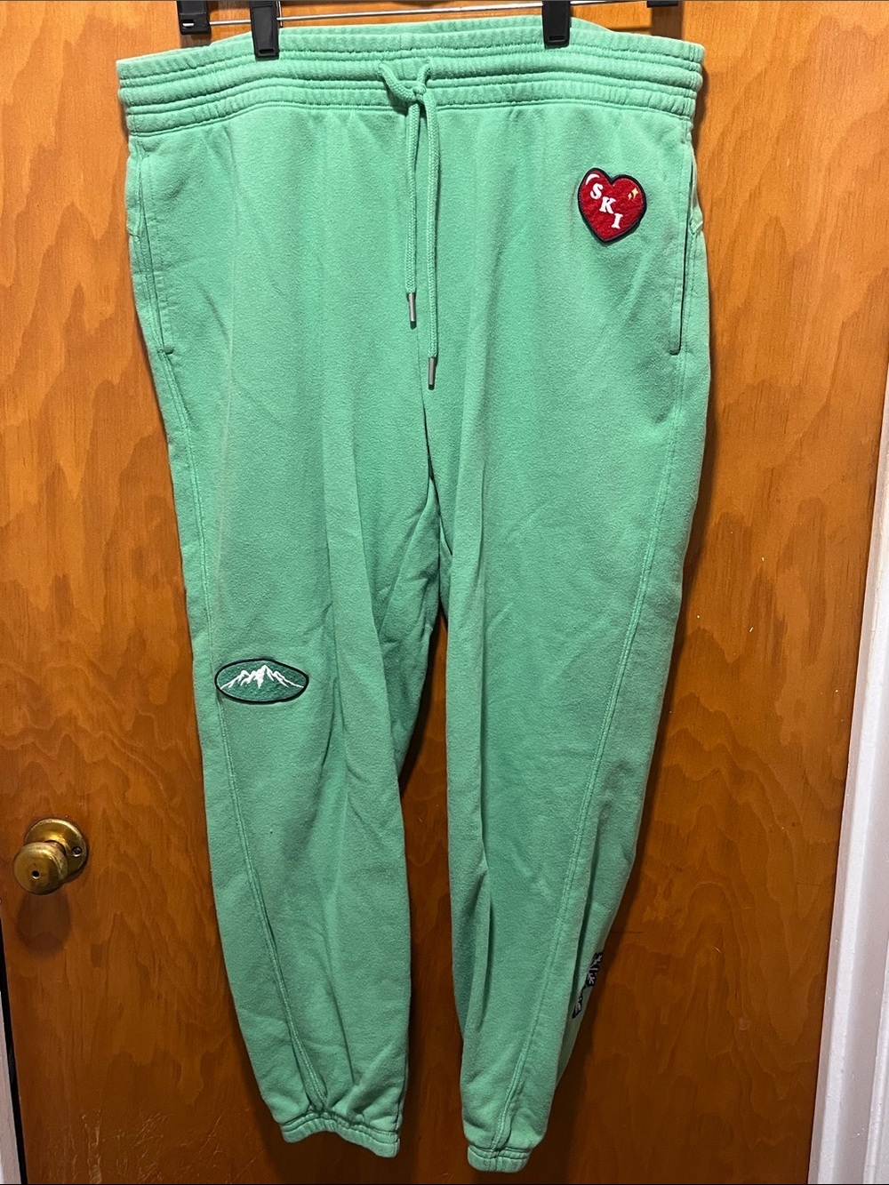 aerie Mint Green Fleece Joggers with Patches